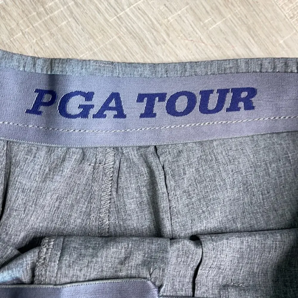 PGA Tour Mens Gray Flat Front Golf Shorts Size 34